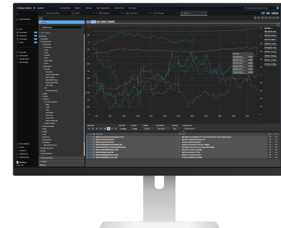 Desktop mockup showing the DataQuery application user interface.