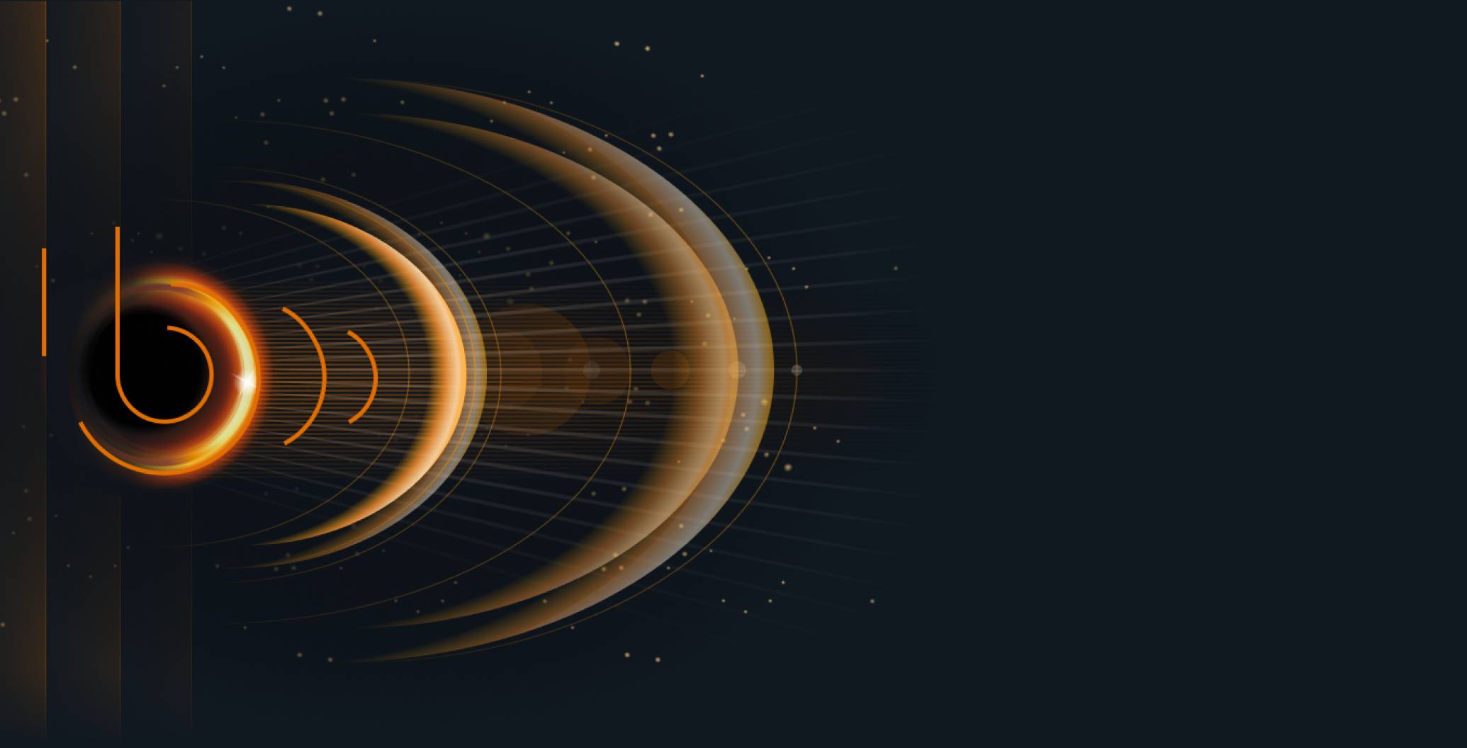 Abstract image featuring the Beta One logo of vibrant spiral shapes in black and orange colors