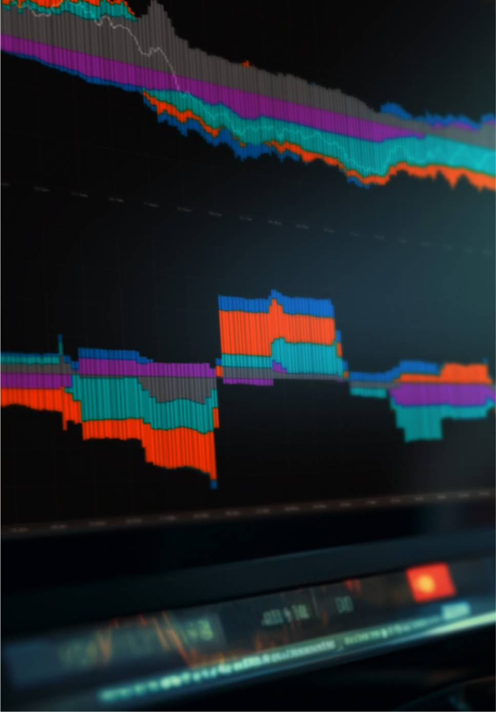 Zoomed-in image of a chart showing various movements represented in different colors.