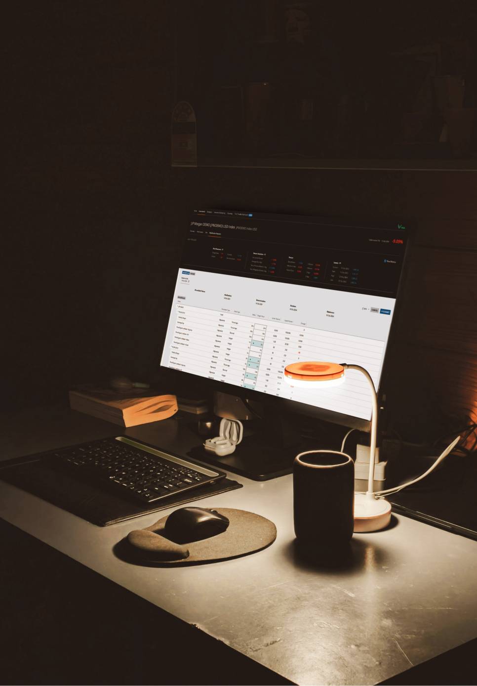 iPad mockup displaying the UI of the Portfolio Solutions application.