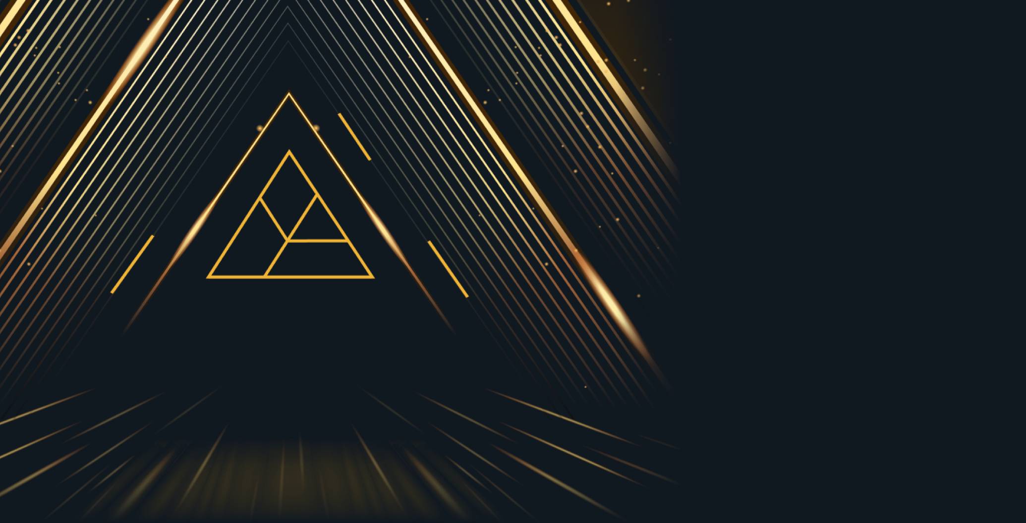  Abstract image featuring the Delta One logo of prominent gold triangles
